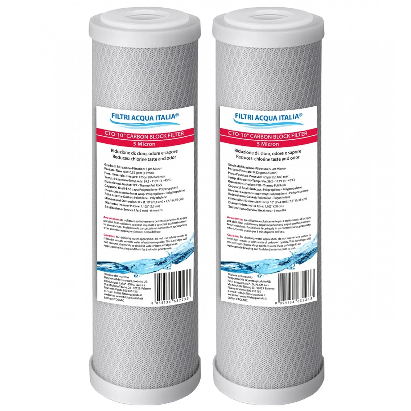 Cartuccia Carbone Attivo CTO: Qualità e Filtrazione Efficace 5 micron Set 2 Pezzi Cartuccia Carbone Attivo CTO: Qualità e Filtrazione Efficace 5 micron Set 2 Pezzi