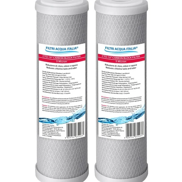 Cartuccia Carbone Attivo CTO: Qualità e Filtrazione Efficace 5 micron Set 2 Pezzi 