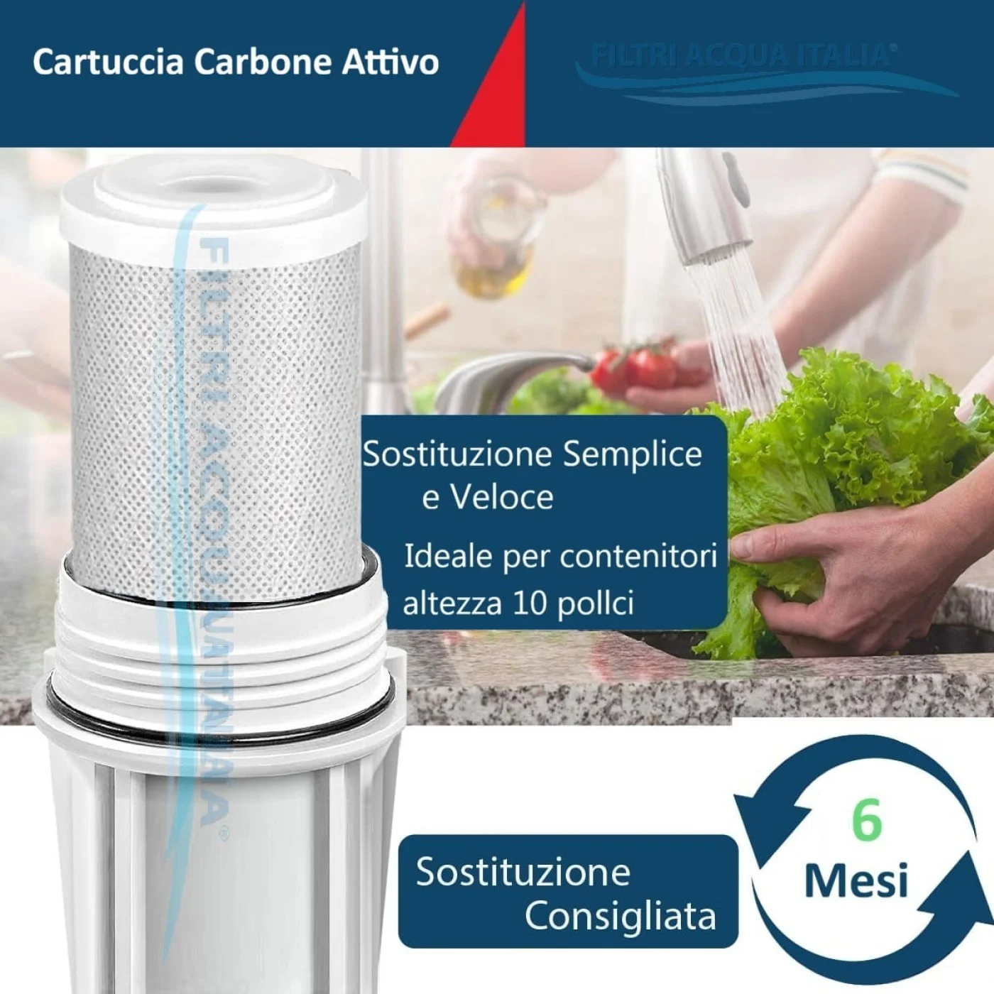 Cartucce Carbone Attivo CTO 5 Micron: Eccellente Qualità per Depuratori Osmosi Inversa Set 3 Pezzi