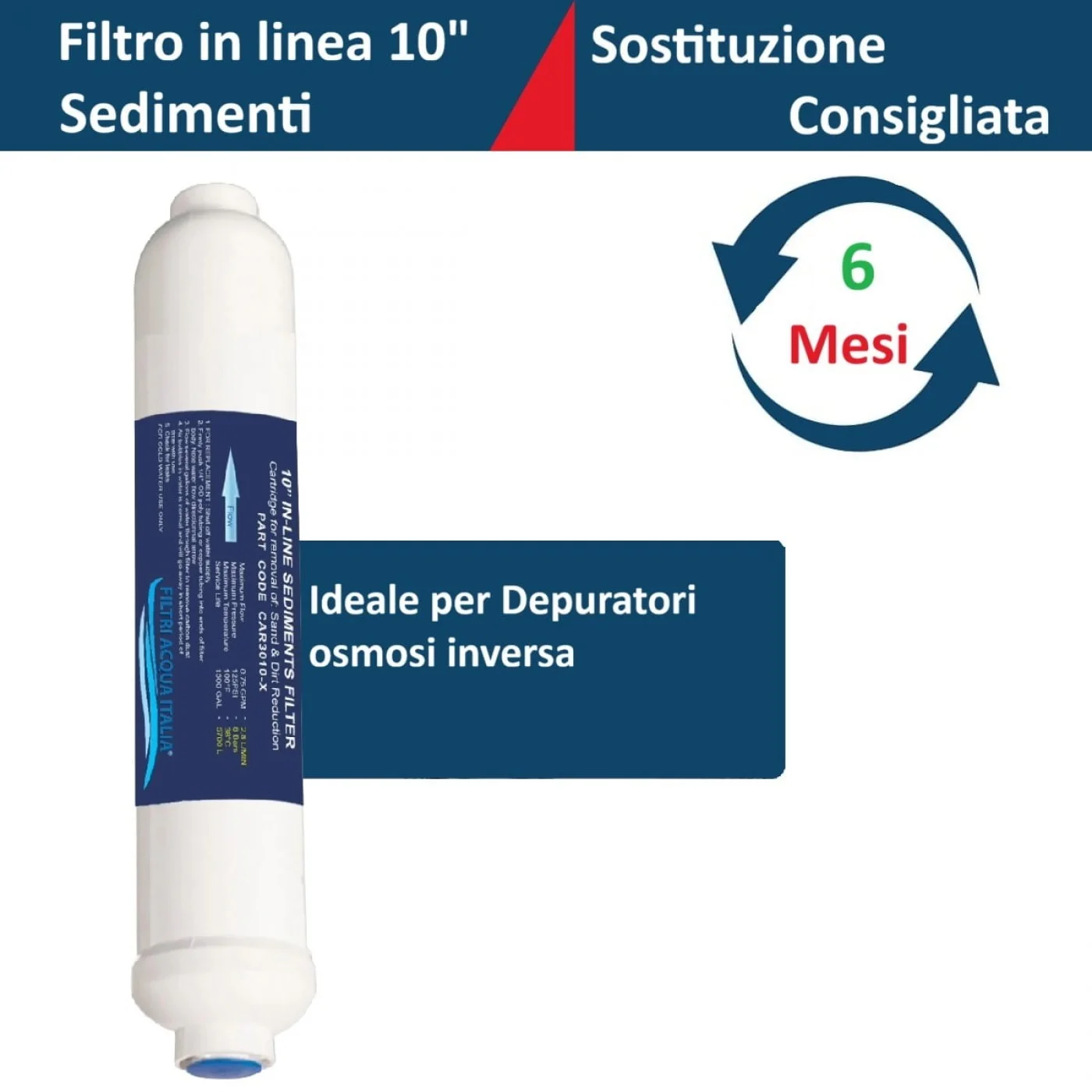 Filtro in Linea CAR 3010 Sedimenti 2 X 10" Attacco 1/4" FPT      