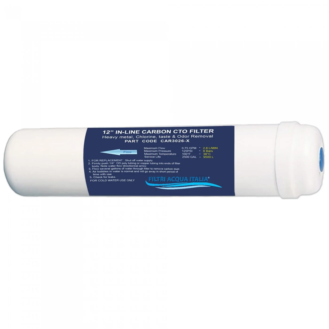 FILTRO IN LINE CAR3026 CARBONE 12 Pollici Attacco 1/4 FPT