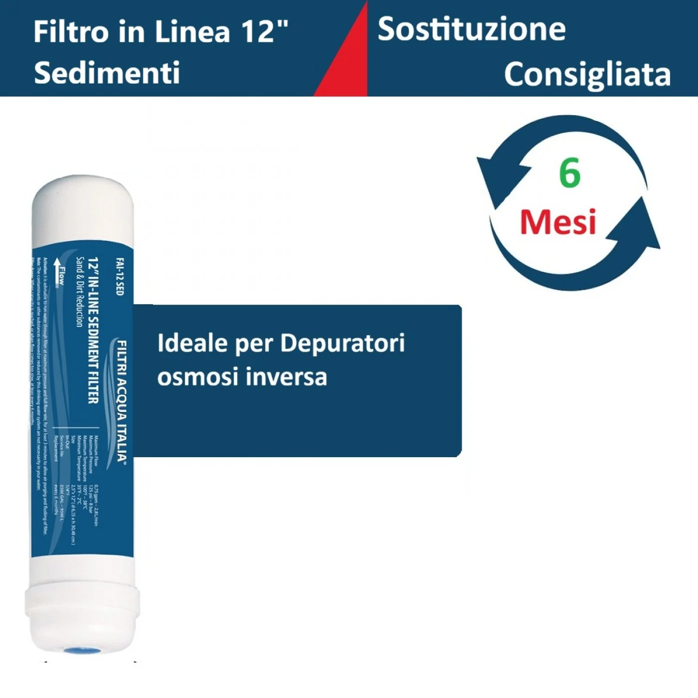 FILTRO IN LINEA SEDIMENTI 2,5 X 12" FILTRO IN LINEA SEDIMENTI 2,5 X 12"