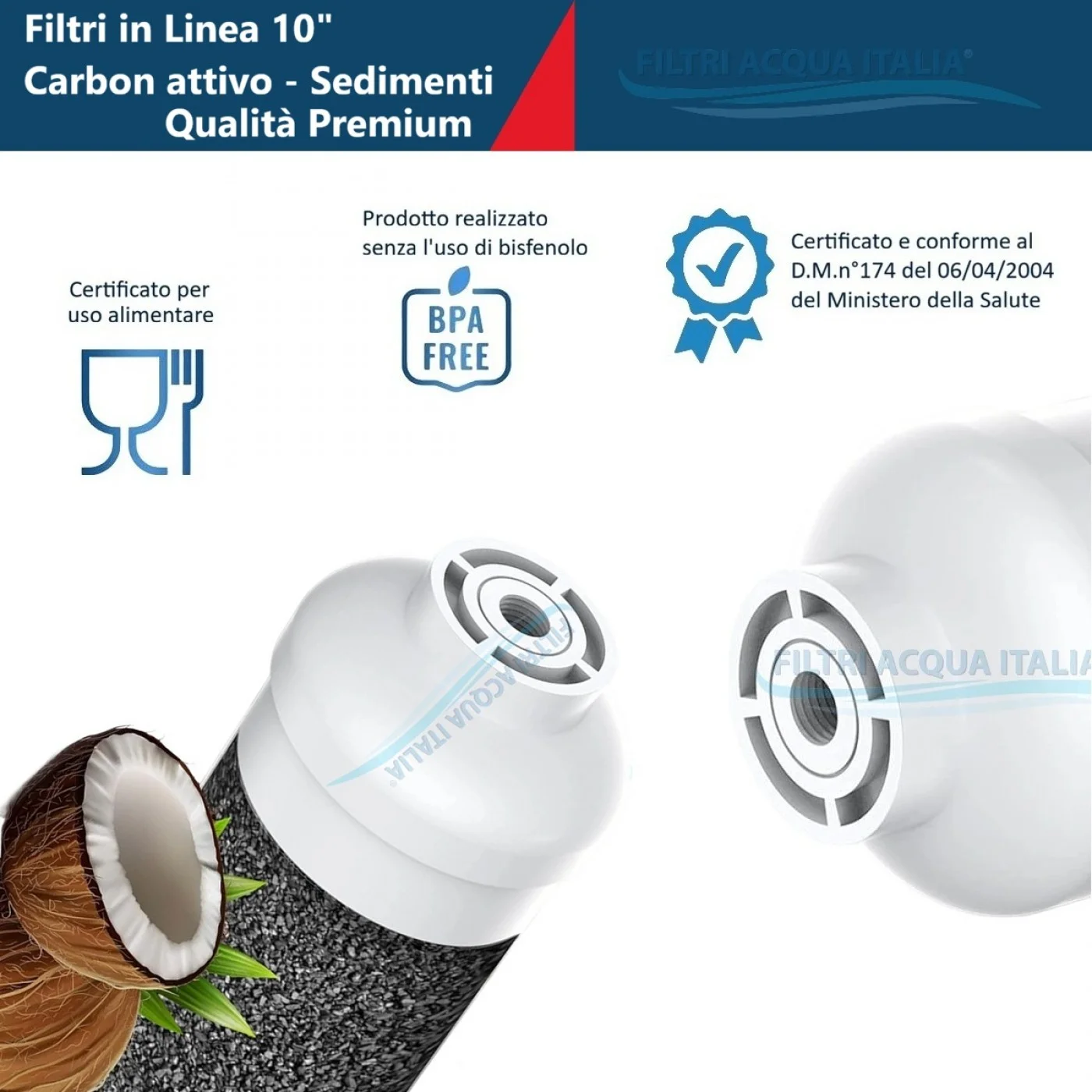 FILTRO IN LINEA CARBONE ATTIVO 2 X 10" T33 e Sedimenti 2 X 10"