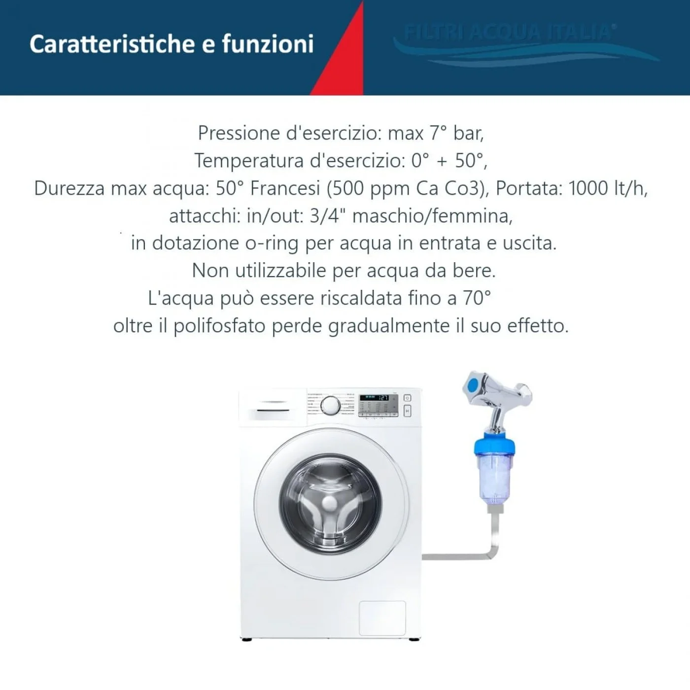 FILTRO ANTICALCARE PER LAVATRICE LAVASTOVIGLIE IN POLIFOSFATO