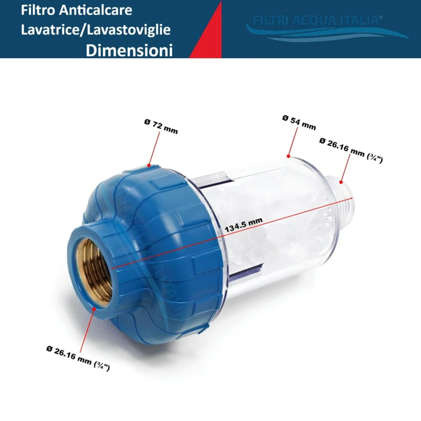 FILTRO ANTICALCARE PER LAVATRICE LAVASTOVIGLIE IN POLIFOSFATO