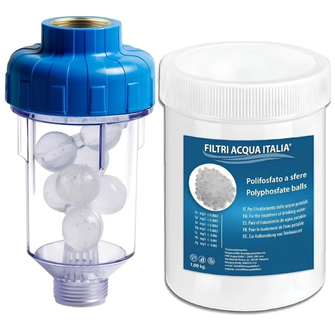 Filtro Anticalcare Lavatrice Lavastoviglie con Ricarica di Polifosfati 1,00 Kg.