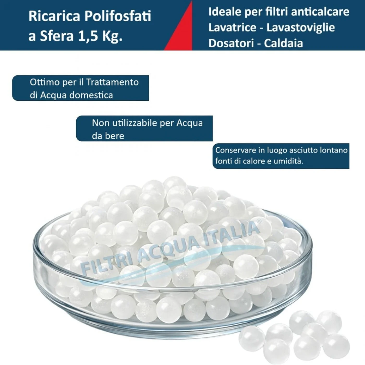 Filtro Anticalcare Lavatrice Lavastoviglie con Ricarica di Polifosfati 1,00 Kg.