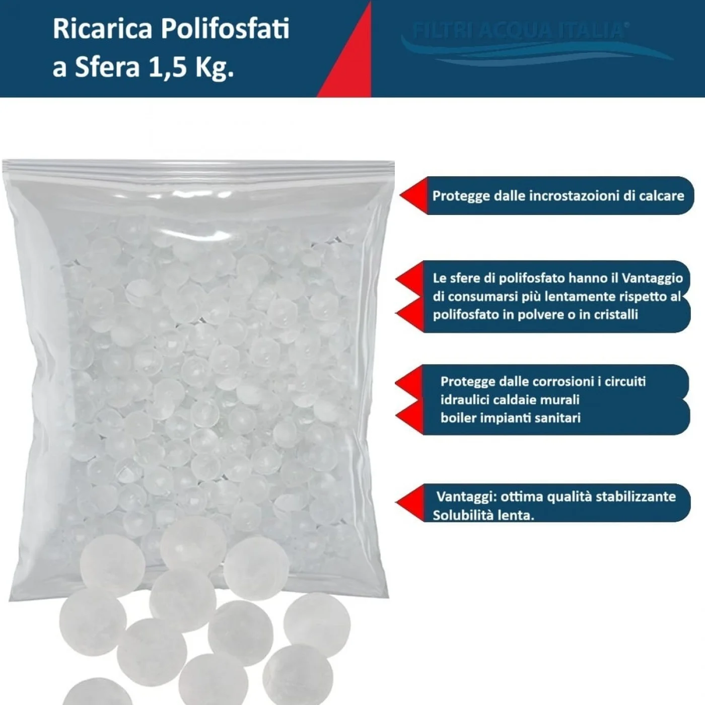 RICARICA POLIFOSFATO DA 1,5 KG. PER FILTRO ANTICALCARE PER LAVATRICE LAVOSTOVIGLIE RICARICA POLIFOSFATO DA 1,5 KG. PER FILTRO ANTICALCARE PER LAVATRICE LAVOSTOVIGLIE