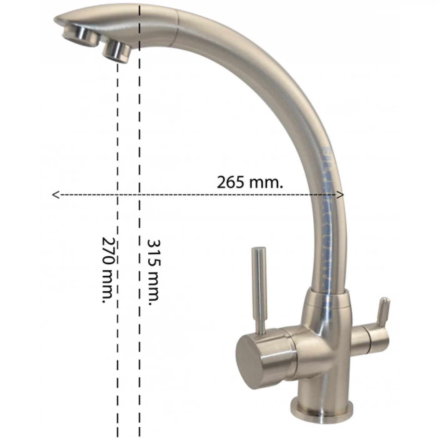 RUBINETTO TRE VIE SATINATO PER DEPURATORE ACQUA RUBINETTO TRE VIE SATINATO PER DEPURATORE ACQUA