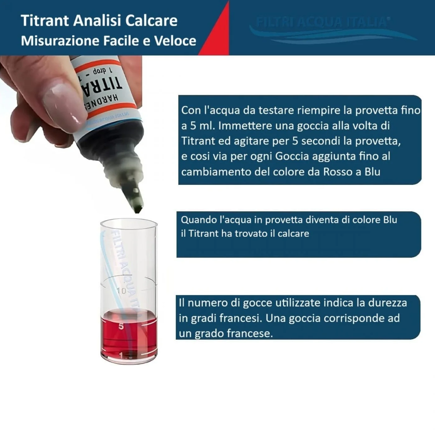 Titrant Analisi Durezza Calcare con Test Cloro Acqua e Ph